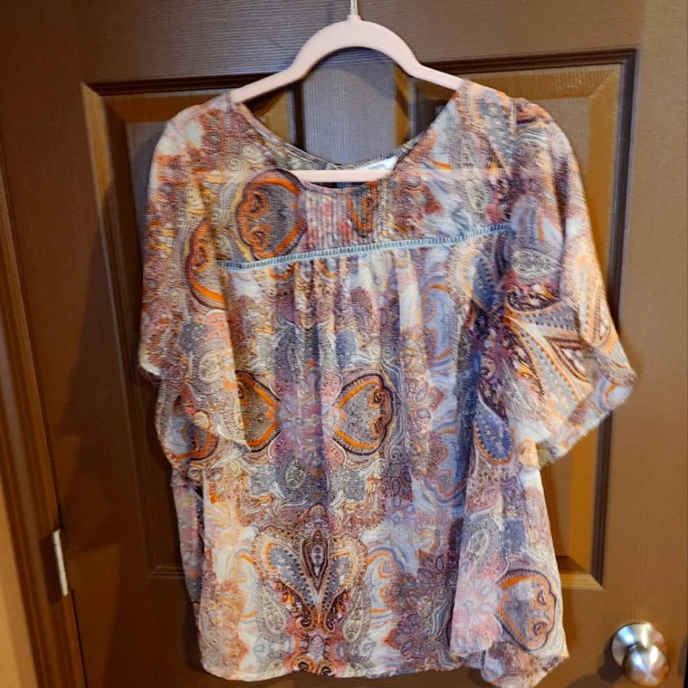 Sonoma Plus Size Womans Sheer Paisley Blouse